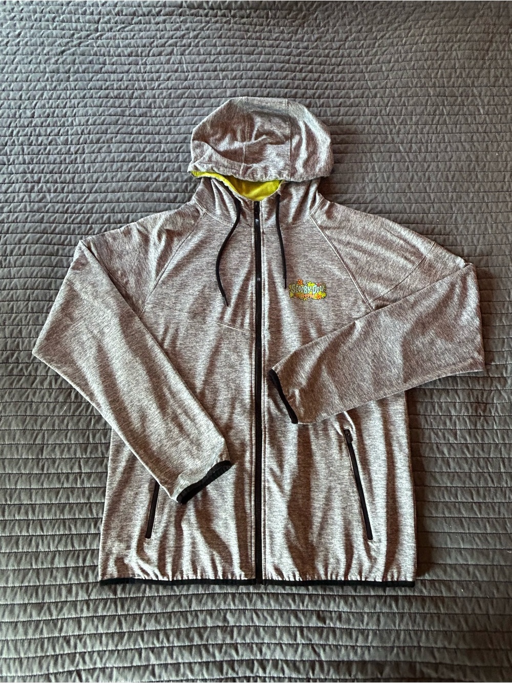 Heather Gray Scooby-Doo Run Zip Hoodie with Neon Lime hood lining